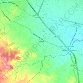 Carte topographique Puñal, altitude, relief