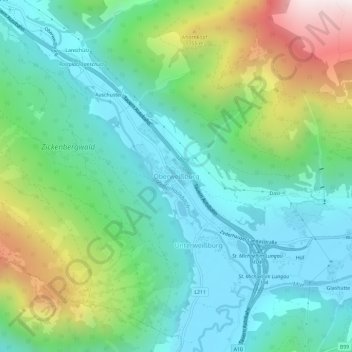 Carte topographique Oberweißburg, altitude, relief