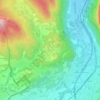 Carte topographique Tremona, altitude, relief