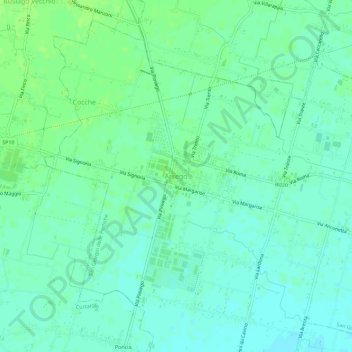 Carte topographique Arsego, altitude, relief