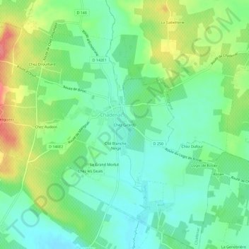 Carte topographique Chez Girard_, altitude, relief