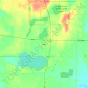 Carte topographique Jones, altitude, relief