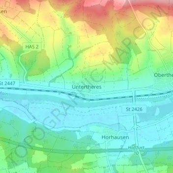 Carte topographique Untertheres, altitude, relief