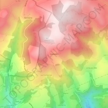 Carte topographique Candadès, altitude, relief