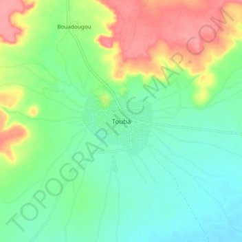 Carte topographique Touba, altitude, relief