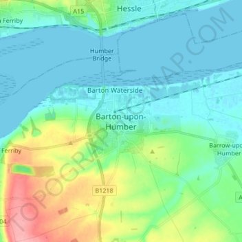 Carte topographique Barton-upon-Humber, altitude, relief