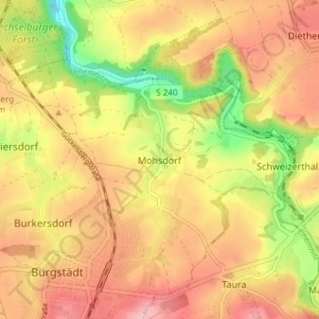 Carte topographique Mohsdorf, altitude, relief