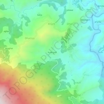 Carte topographique kurai gad, altitude, relief