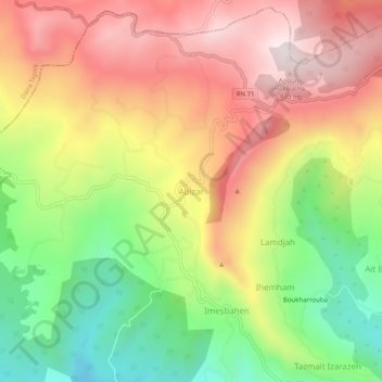 Carte topographique Abizar, altitude, relief