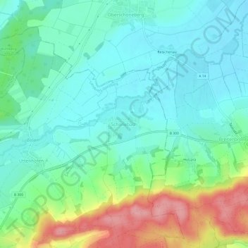 Carte topographique Schönebach, altitude, relief