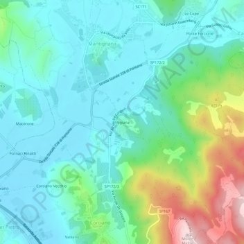 Carte topographique Migiana, altitude, relief