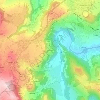 Carte topographique Les Ayeux, altitude, relief