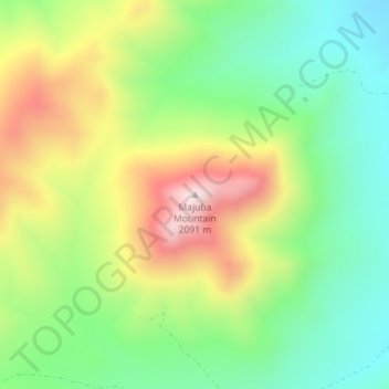 Carte topographique Majuba Mountain, altitude, relief
