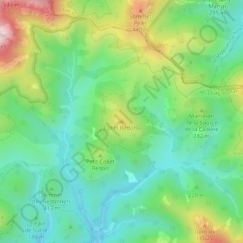 Carte topographique Collet Redons, altitude, relief