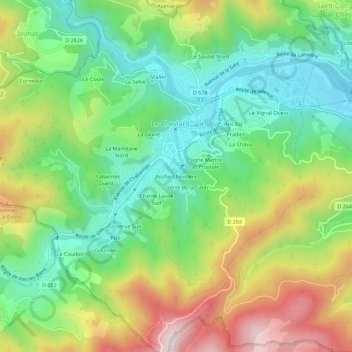 Carte topographique Roche Chevillère, altitude, relief