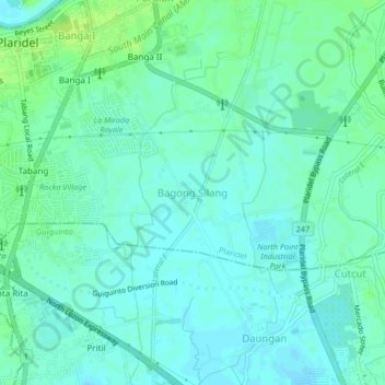 Carte topographique Bagong Silang, altitude, relief