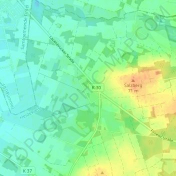 Carte topographique Großenwede, altitude, relief