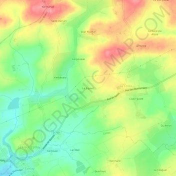 Carte topographique Le Squivit, altitude, relief