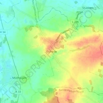 Carte topographique Eichede, altitude, relief
