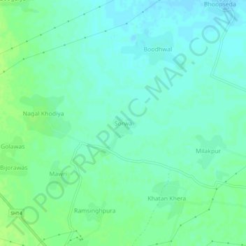 Carte topographique Sorwa, altitude, relief