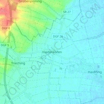 Carte topographique Haidenkofen, altitude, relief