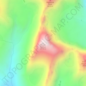 Carte topographique Mount Erebus, altitude, relief