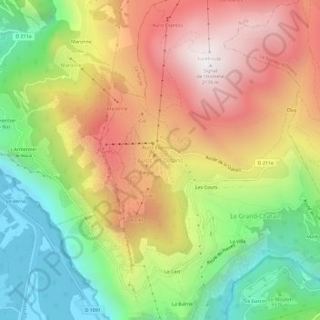 Carte topographique Auris en Oisans, altitude, relief