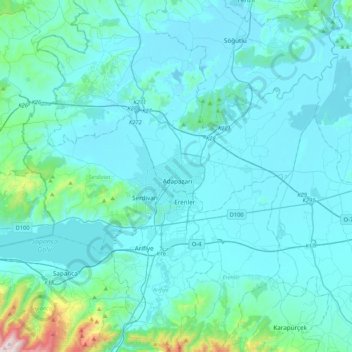 Carte topographique Sakarya, altitude, relief