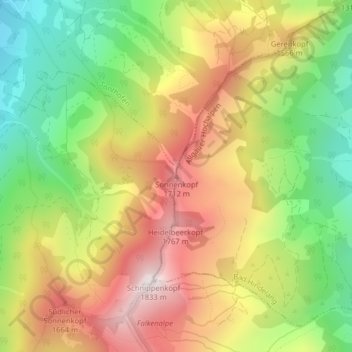 Carte topographique Sonnenkopf, altitude, relief