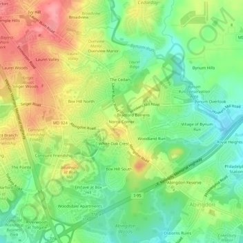 Carte topographique Norris Corner, altitude, relief
