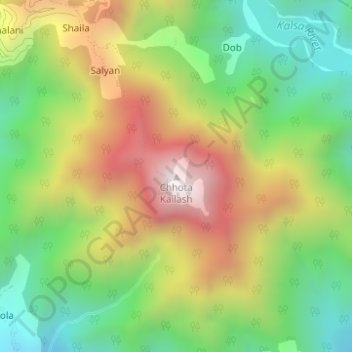 Carte topographique Chhota Kailash, altitude, relief