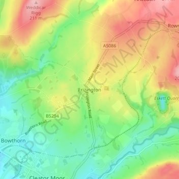 Carte topographique Frizington, altitude, relief