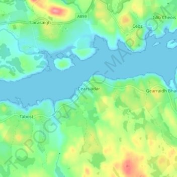 Carte topographique Kershader, altitude, relief