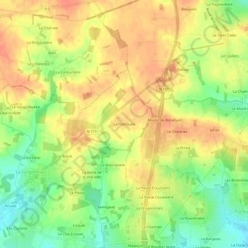 Carte topographique La Platrouais, altitude, relief