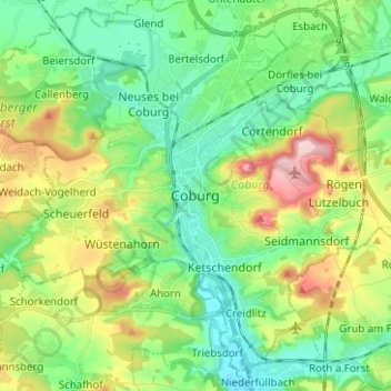 Carte topographique Coburg, altitude, relief