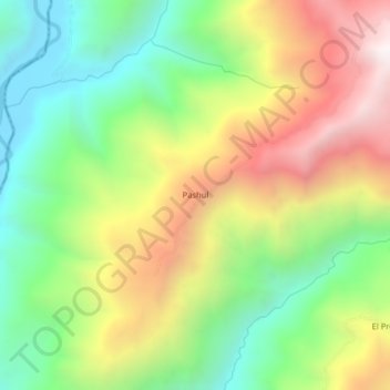 Carte topographique Pashul, altitude, relief