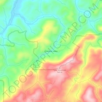 Carte topographique Chestnut Valley, altitude, relief