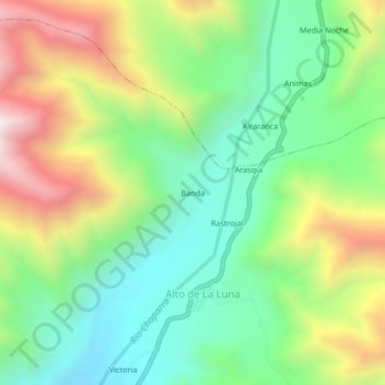 Carte topographique Banda, altitude, relief