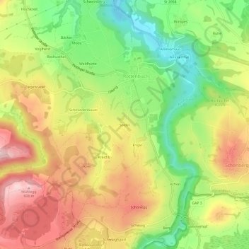 Carte topographique Solder, altitude, relief