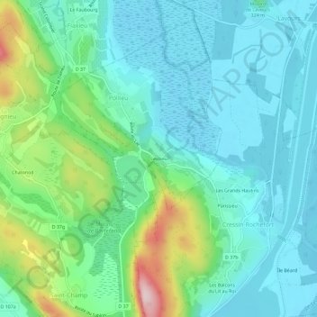 Carte topographique Leyzieu, altitude, relief