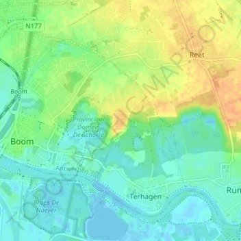 Carte topographique Bosstraat, altitude, relief