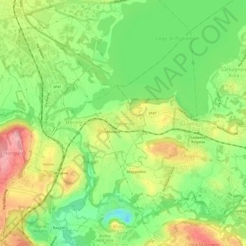 Carte topographique Moiana, altitude, relief