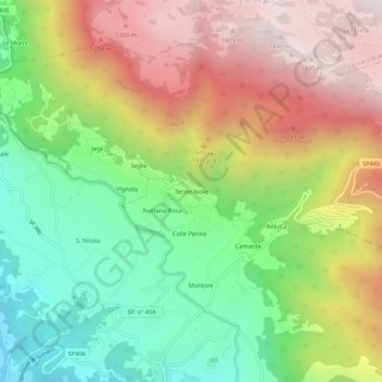 Carte topographique Tenne Nove, altitude, relief