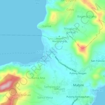 Carte topographique Anilao East, altitude, relief