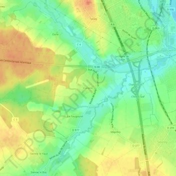 Carte topographique Cortelin, altitude, relief