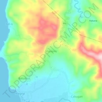 Carte topographique Mayapay, altitude, relief