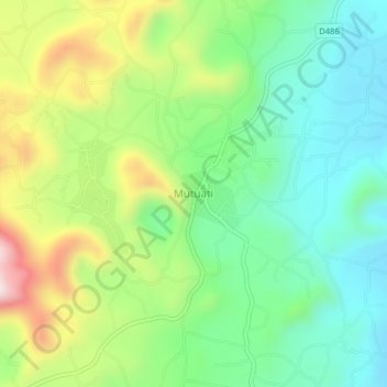 Carte topographique Mutuati, altitude, relief