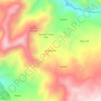 Carte topographique Santa Clara, altitude, relief