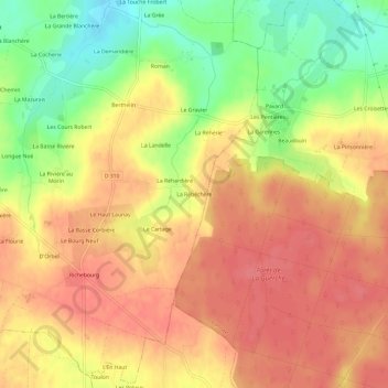 Carte topographique La Rébéchère, altitude, relief