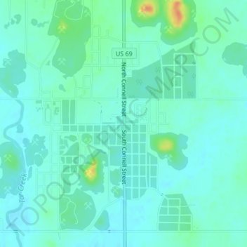 Carte topographique Picher, altitude, relief